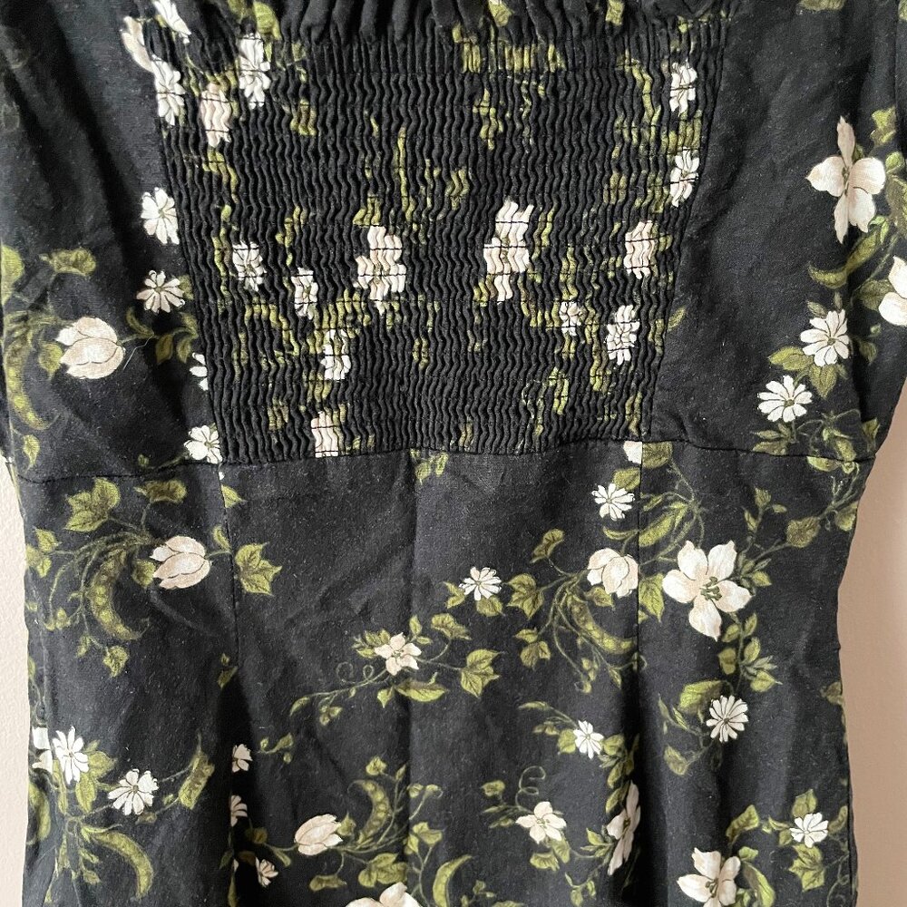 Anthropologie Maeve Linen Blend Puff-Sleeve Sweetheart Midi Dress - Picture 6 of 9